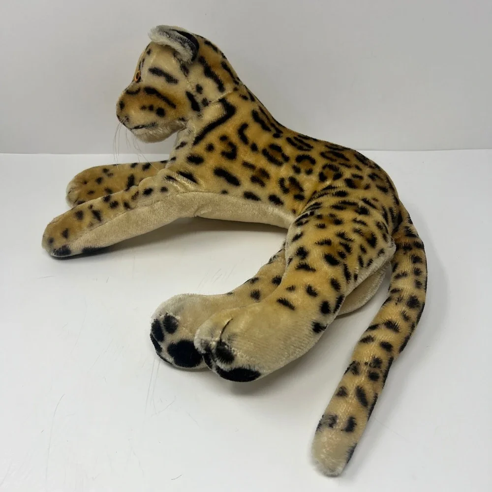 Vtg Steiff Ocelot Ozelot Leopard Plush Mohair 12 Inch Lying Big Cat Orange Eyes‎